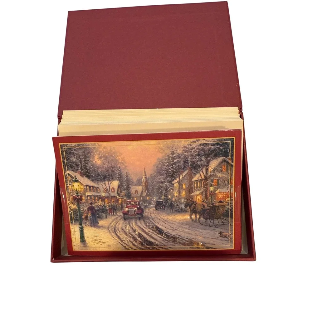 Hallmark Thomas Kinkade Christmas Note Cards Assorted Holiday Winter‎ Scenery